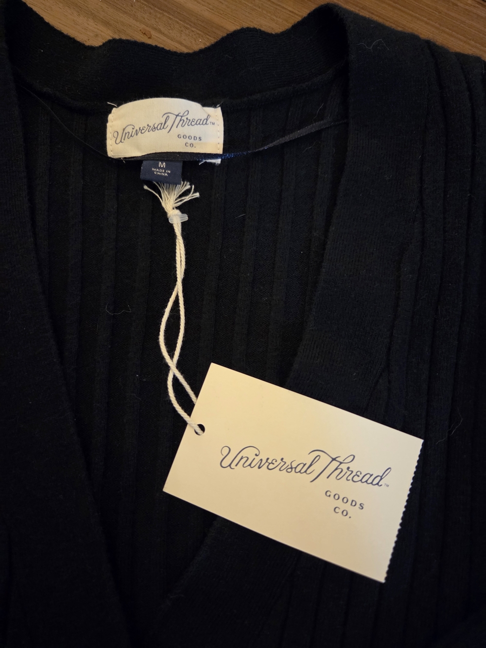 Universal Thread Black Ribbed Button-Front Cardigan - Picture 2 of 4